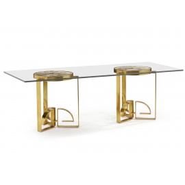 Chinoiserie Style Dining Table with Glass Top - JC Modern - Fusion
