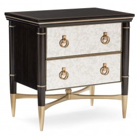 Everly Bedside Table with Antique Mirror Drawers - Everly Collection