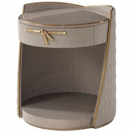 Iconic Round Bedside Table in Leather - Iconic Collection
