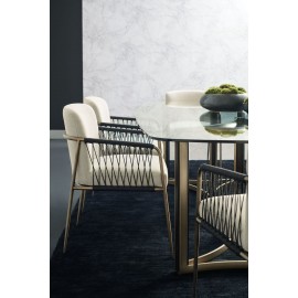 ReMix Dbl Ped Glass Top Table - Modern Remix Collection