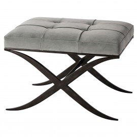 X-S Ottoman in Grey Leather - Keno Bros Collection