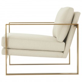 Bower Club Chair in Kendal Linen with Brushed Brass Finish Legs - TA Studio No.1 Collection