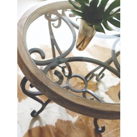 Centre Table with Wrought Iron Base - Limed - JC Edited - Artisan