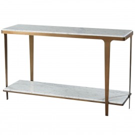 Cordell Console Table in White & Brass - Theodore Alexander Collection