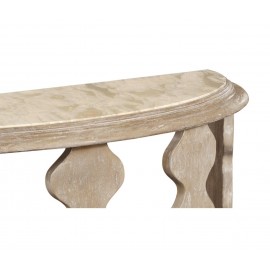 Demilune Console Table Eclectic with Marble Top - Limed Acacia - JC Edited - Artisan