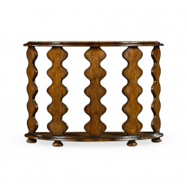 Demilune Console Table Eclectic with Marble Top - Rustic Walnut - JC Edited - Artisan