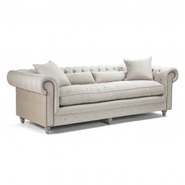 Chambery French Country Linen Chesterfield Sofa 