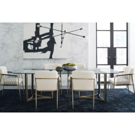 ReMix Dbl Ped Glass Top Table - Modern Remix Collection