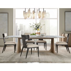 Wooden Dining Table Marble Top Large - Repose Collection