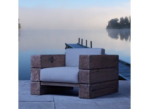 The Verbier Outdoor Club Sofa Chair - Natural English Oak