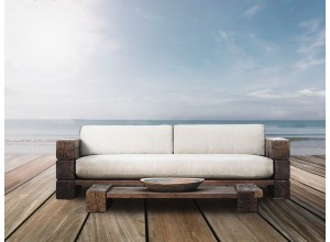 The Verbier Outdoor Love Seat - Natural English Oak